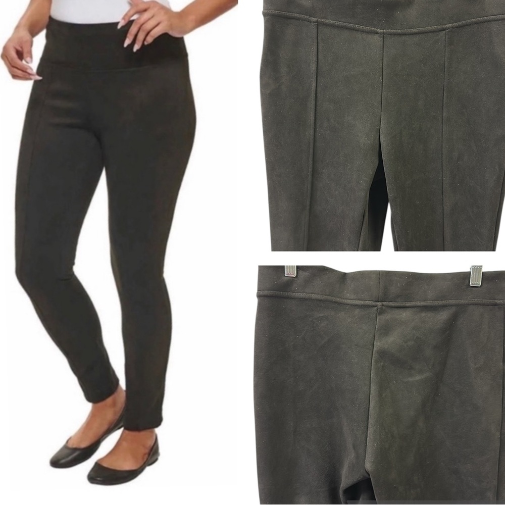 Andrew Marc Sueded Seam Front Ankle Length Pull On Black Pants Womens Medium
